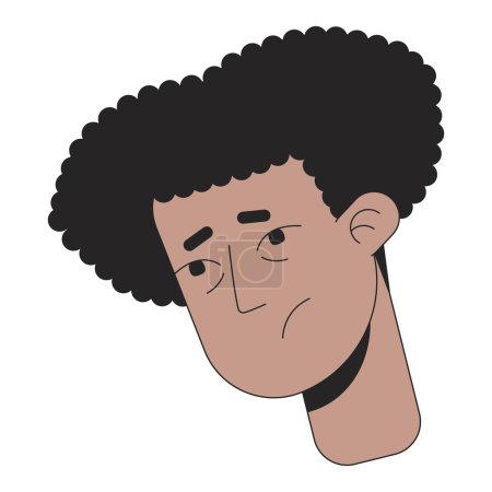 Illustration for Sick hispanic young adult man 2D linear vector avatar illustration. Sad hanging head male latin american outline cartoon character face. Guy suffering ill flat color user profile image isolated - Royalty Free Image