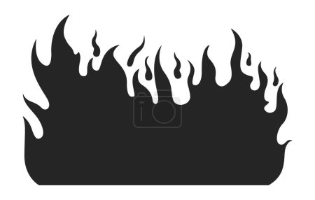 Ilustración de Llama ardiente objeto de dibujos animados línea 2D en blanco y negro. Crackling fuego aislado elemento contorno del vector. Wildfire es peligroso. Fogata de fogata. Inferno blaze monocromático plano punto ilustración - Imagen libre de derechos
