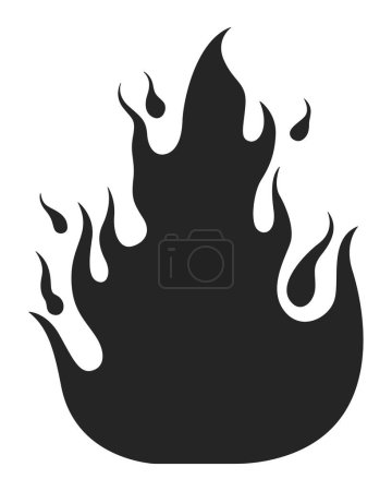 Illustration for Passion blazing black and white 2D line cartoon object. Flame igniting isolated vector outline item. Wildfire forest fire. Burst flaming. Burning firewood monochromatic flat spot illustration - Royalty Free Image