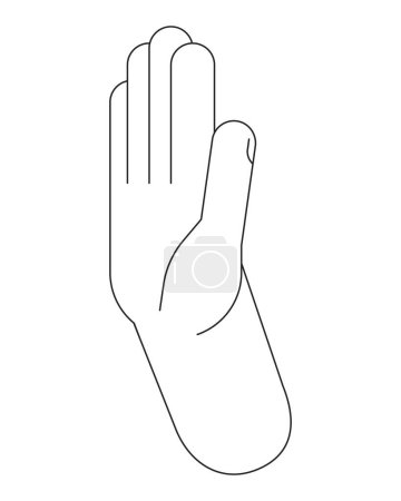 Illustration for Hand say no cartoon human hand outline illustration. Setting boundaries 2D isolated black and white vector image. Refuse decline. Saying sorry. Turn down offer flat monochromatic drawing clip art - Royalty Free Image
