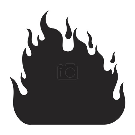 Illustration for Burning fire black and white 2D line cartoon object. Bonfire blazing isolated vector outline item. Campsite firepit. Wildfire ignite. Bushfire flames dancing monochromatic flat spot illustration - Royalty Free Image