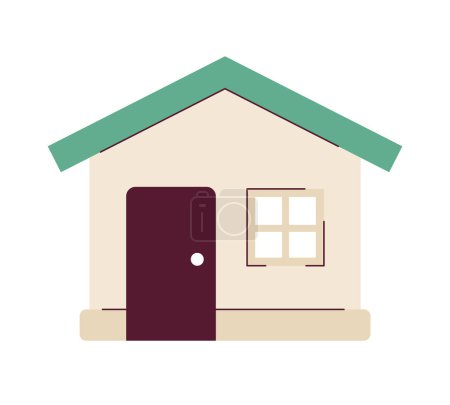 Illustration for One storey house 2D cartoon object. Bungalow style home isolated vector item white background. Cottage small property. Real estate residential. 1 story building color flat spot illustration - Royalty Free Image