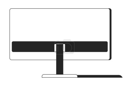 Ilustración de Vista posterior ordenador escritorio blanco y negro línea 2D objeto de dibujos animados. Tecnología corporativa aislado elemento contorno vectorial. Oficina de muebles. Ordenador monitor teclado monocromático plano punto ilustración - Imagen libre de derechos