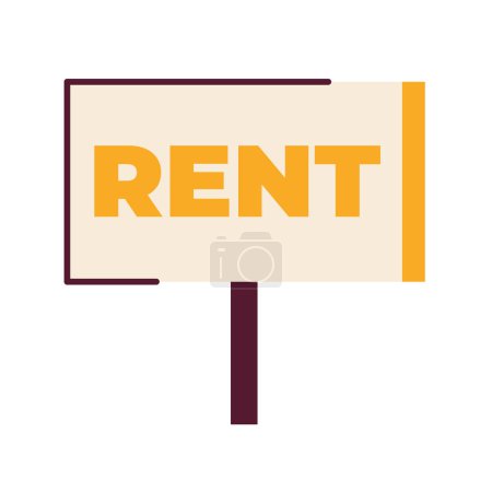 Illustration for Rent house signboard real estate 2D cartoon object. Rental property. Realtor realestate sign isolated vector item white background. Renting building. Realty yard sign color flat spot illustration - Royalty Free Image