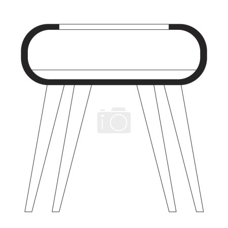 Ilustración de Funky mesa de centro blanco y negro 2D línea de dibujos animados objeto. Nostalgia muebles de estilo retro elemento de contorno vectorial aislado. Mesita de noche vintage ilustración plana monocromática de moda de 1980 - Imagen libre de derechos