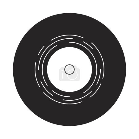 Illustration for Vinyl record black and white 2D line cartoon object. 90s vibes music. Vintage disc isolated vector outline item. 80s audio. Entertainment analog sound. Nostalgic monochromatic flat spot illustration - Royalty Free Image