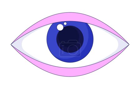 Illustration for All seeing eye 2D linear cartoon object. Looking forward eye. Eyesight eyeball isolated line vector element white background. Magic esoteric. Spirituality mystery color flat spot illustration - Royalty Free Image