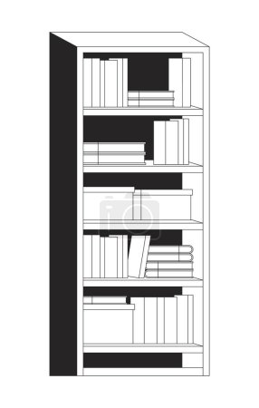 Ilustración de Librería sala de estar blanco y negro 2D línea de dibujos animados objeto. Cajas de cartón libros estantes aislados vector contorno elemento. En la librería. Librería, biblioteca muebles monocromático plano spot ilustración - Imagen libre de derechos