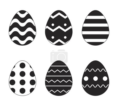 Illustration for Springtime painted eggs black and white 2D line cartoon objects set. Resurrection holiday easter-eggs isolated vector outline items collection. Eastereggs pattern monochromatic flat spot illustrations - Royalty Free Image