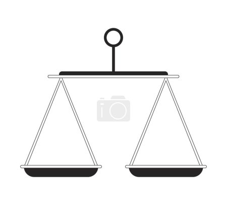 Justice scales bronze black and white 2D line cartoon object. Equality, inequality regulating plates isolated vector outline item. Stability equilibrium harmony monochromatic flat spot illustration