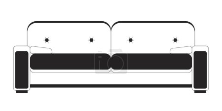 Ilustración de Sofá minimalista blanco y negro línea 2D objeto de dibujos animados. Cómodo sofá con cojines. Muebles de sala aislados elemento contorno vector. Inicio interior monocromático plano punto ilustración - Imagen libre de derechos