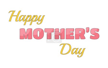 Illustration for Happy mother day 2D linear cartoon greeting text. Thank you mom isolated line vector inscription white background. Celebrating congratulations. Motherhood holiday color flat spot illustration - Royalty Free Image