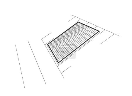 Illustration for Rooftop solar energy system black and white 2D line cartoon object. Residential solar panels isolated vector outline item. Sustainable roof. Setup renewable energy monochromatic flat spot illustration - Royalty Free Image