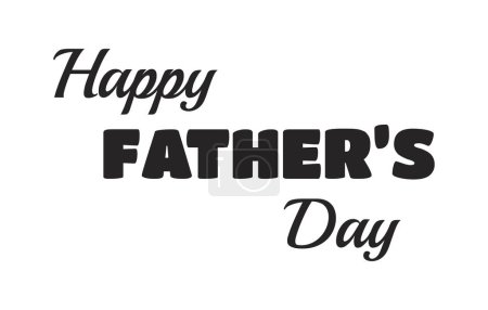 Illustration for Happy father day black and white 2D line cartoon greeting text. Dad appreciation isolated vector outline inscription. Celebrating congratulations. Popular holiday monochromatic flat spot illustration - Royalty Free Image