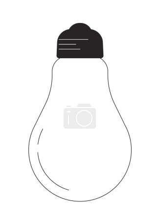 Téléchargez les illustrations : Ampoule économiseur d'énergie noir et blanc objet de dessin animé ligne 2D. Efficacité ampoule isolée élément vectoriel contour. Incandescent durable. Matériel d'éclairage illustration monochromatique de tache plate - en licence libre de droit