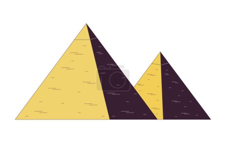 Illustration for Egyptian pyramids 2D linear cartoon object. Egypt ancient culture. World heritage site landmark isolated line vector element white background. Monument famous stones color flat spot illustration - Royalty Free Image