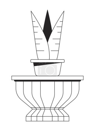 Téléchargez les illustrations : Pot de fleurs à l'intérieur planteur en céramique noir et blanc objet de dessin animé ligne 2D. Décor botanique pièce isolée élément vectoriel contour. Elégante plante d'intérieur. Accueil plante style monochromatique plat spot illustration - en licence libre de droit