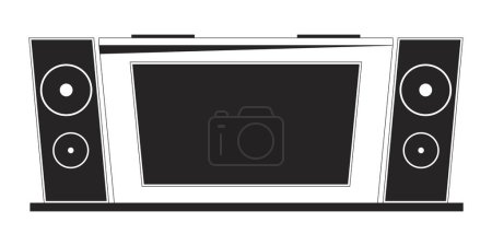 Ilustración de Consola de mezcla Dj blanco y negro objeto de dibujos animados de línea 2D. Entretenimiento. Giradiscos de disco jockey en discoteca elemento de contorno vectorial aislado. Música que reproduce ilustración plana monocromática - Imagen libre de derechos