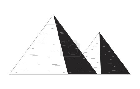 Egyptian pyramids black and white 2D line cartoon object. Egypt ancient culture. World heritage site landmark isolated vector outline item. Monument famous stones monochromatic flat spot illustration