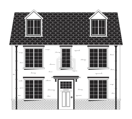 Multi-family home black and white 2D line cartoon object. Housing estate neighborhood. Living building isolated vector outline item. Multifamily property exterior monochromatic flat spot illustration