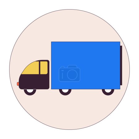 Illustration for Delivery truck 2D linear cartoon object. Cargo carrying lorry. Shipping service vehicle isolated line vector element white background. Transportation business color flat spot illustration - Royalty Free Image