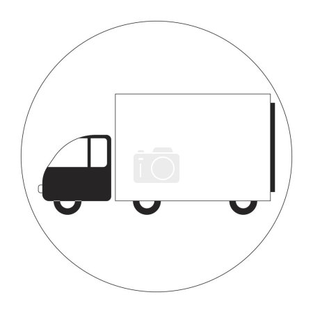 Delivery truck service 2D linear cartoon object. Cargo carrying lorry. Goods shipping vehicle isolated vector outline item. Transportation business work monochromatic flat spot illustration