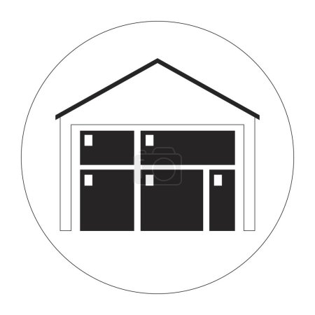 Industrial warehouse exterior 2D linear cartoon object. Commercial products storage building isolated vector outline item. Business storehouse exterior monochromatic flat spot illustration