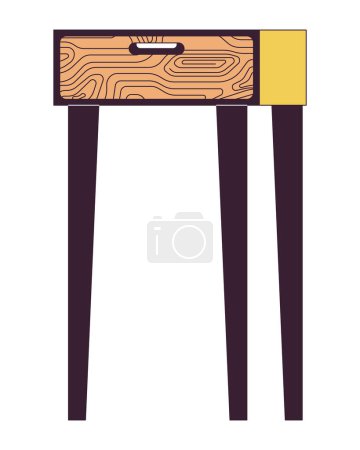Illustration for Table with drawer 2D linear cartoon object. Modern office furniture. Small desk on high legs isolated line vector element white background. Home interior design color flat spot illustration - Royalty Free Image