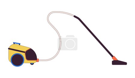 Illustration for Working vacuum cleaner 2D linear cartoon object. Housekeeping hygiene. Appliance for household isolated line vector element white background. Cleaning service equipment color flat spot illustration - Royalty Free Image