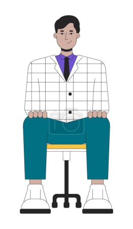 Junge erwachsene Mann Job Interviewpartner 2D lineare Zeichentrickfigur. Business formale indische männliche isolierte Linie Vektor Person weißen Hintergrund. Karrierechance südasiatischen Kerl Farbe flachen Ort Illustration