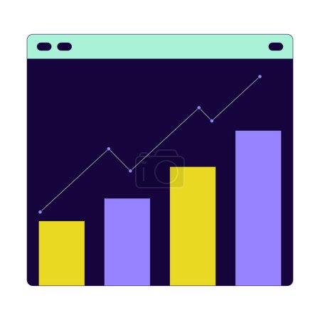 Illustration for Data bar graph line webpage 2D linear cartoon object. Analysis analytics. Increasing chart web page isolated line vector element white background. Data visualization color flat spot illustration - Royalty Free Image