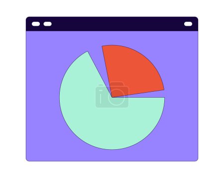 Illustration for Graph pie chart webpage 2D linear cartoon object. Diagram round. Sections segments. Piechart web page isolated line vector element white background. Data visualization color flat spot illustration - Royalty Free Image