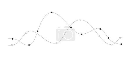 Graph trends waveform black and white 2D line cartoon object. Comparison performance analysis isolated vector outline item. Infographic element. Data visualization monochromatic flat spot illustration