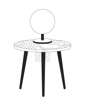 Lampe ronde sur table basse 2D linéaire objets de dessin animé. Lustre de table luisant élément vecteur ligne isolé fond blanc. Matériel d'éclairage et mobilier monochromatique illustration spot plat
