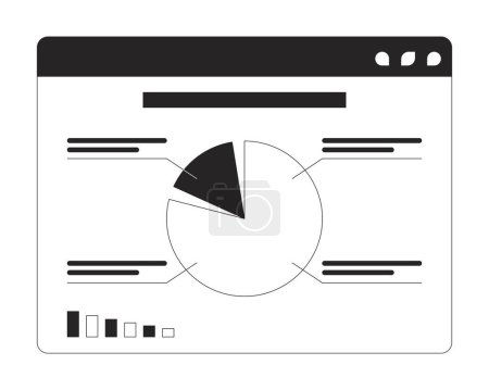 Pie chart diagram on website 2D linear cartoon object. Business data analytics tool isolated line vector element white background. Accounting computer software monochromatic flat spot illustration