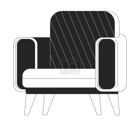 Soft armchair with cushions 2D linear cartoon object. Cozy seat to rest at home isolated line vector element white background. House interior comfort atmosphere monochromatic flat spot illustration