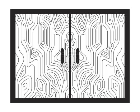 Ilustración de Gabinete minimalista con dos puertas cerradas objeto de dibujos animados lineales 2D. Muebles de madera para el hogar aislado línea vector elemento fondo blanco. Ilustración plana monocromática de la idea de la decoración interior - Imagen libre de derechos