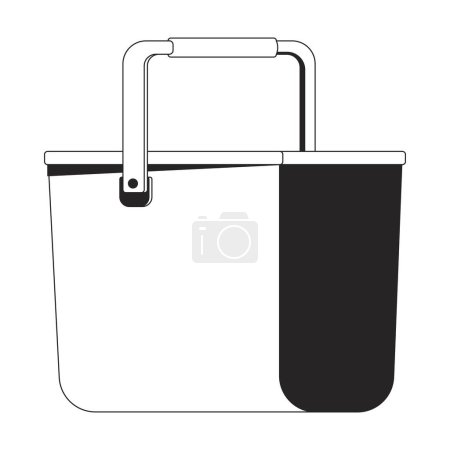 Illustration for Bucket with handle black and white 2D line cartoon object. Work supplies. Container for dry and liquid materials isolated vector outline item. Household equipment monochromatic flat spot illustration - Royalty Free Image