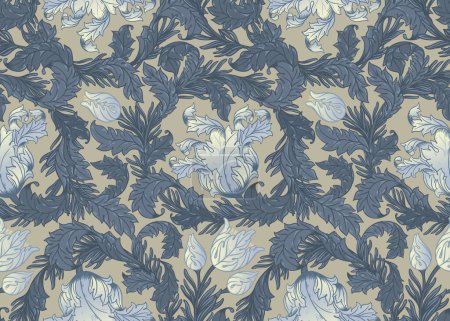 Floral vintage seamless pattern for retro wallpapers. Enchanted Vintage Flowers. William Morris, Arts and Crafts movement inspired. Design for wrapping paper, wallpaper, fabrics and fashion clothes.