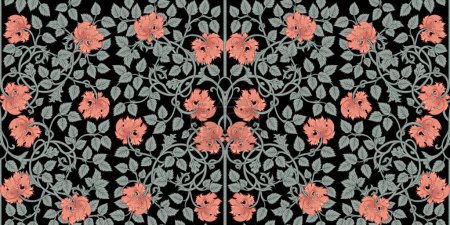 Illustration for Floral vintage seamless pattern for retro wallpapers. Enchanted Vintage Flowers. Arts and Crafts movement inspired. Design for wrapping paper, wallpaper, fabrics and fashion clothes. - Royalty Free Image
