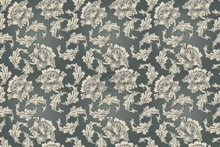 Illustration for Seamless vintage baroque pattern for retro wallpapers. Enchanted Vintage Flowers. William Morris, Arts and Crafts movement inspired. Design for wrapping paper, wallpaper, fabrics and fashion clothes. - Royalty Free Image