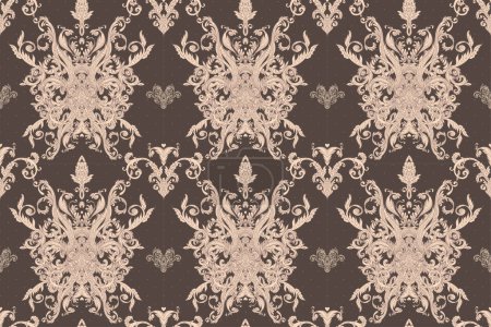 Illustration for Seamless vintage baroque pattern for retro wallpapers. Enchanted Vintage Flowers. William Morris, Arts and Crafts movement inspired. Design for wrapping paper, wallpaper, fabrics and fashion clothes. - Royalty Free Image