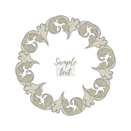 Illustration for Floral Frame  isolated on white background. Silhouette circle of leaves. Floral frame. Cute retro flowers, the wreath perfect for wedding invitations and birthday cards - Royalty Free Image