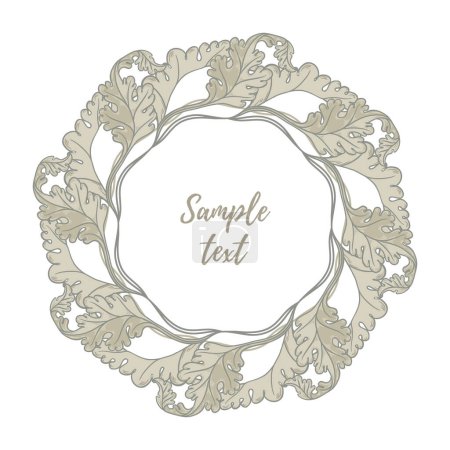 Téléchargez les illustrations : Floral Frame  isolated on white background. Silhouette circle of leaves. Floral frame. Cute retro flowers, the wreath perfect for wedding invitations and birthday cards - en licence libre de droit