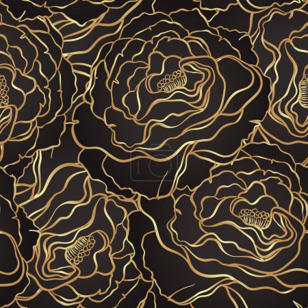 Ilustración de Seamless pattern with flowers roses, vector floral illustration in vintage style for wallpaper or fabric - Imagen libre de derechos