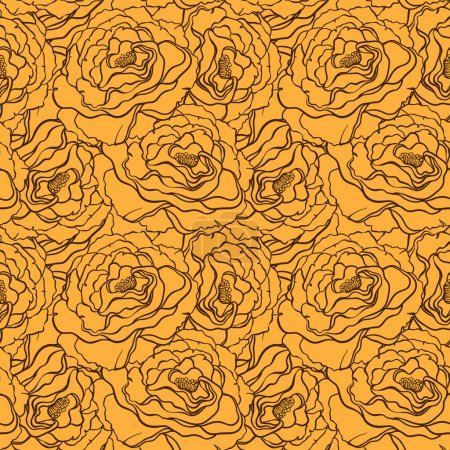 Illustration for Seamless pattern with flowers roses, vector floral illustration in vintage style for wallpaper or fabric - Royalty Free Image