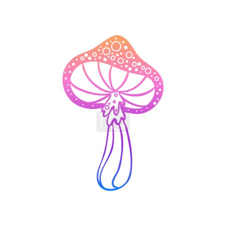 Illustration for Magic mushrooms. Psychedelic hallucination. Gradient colorful vector illustration isolated on white. 60s trippy hippie art. - Royalty Free Image