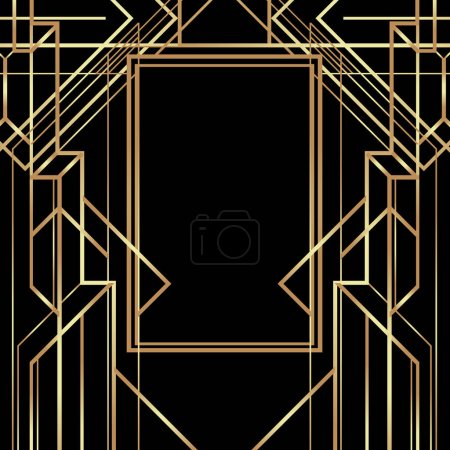 Illustration for Art Deco vintage patterns and frames. Retro party geometric background set,1920s style. Vector illustration for glamour party, thematic wedding or textile prints. - Royalty Free Image