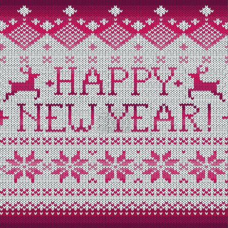 Illustration for Happy New Year: Scandinavian style seamless knitted pattern with deers, vector illustration - Royalty Free Image