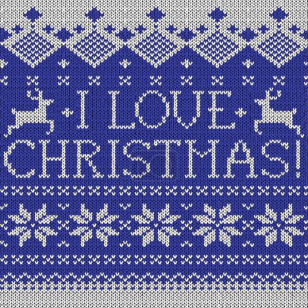 Ilustración de Me encanta la Navidad: Patrón de punto sin costuras de estilo escandinavo con ciervos - Imagen libre de derechos